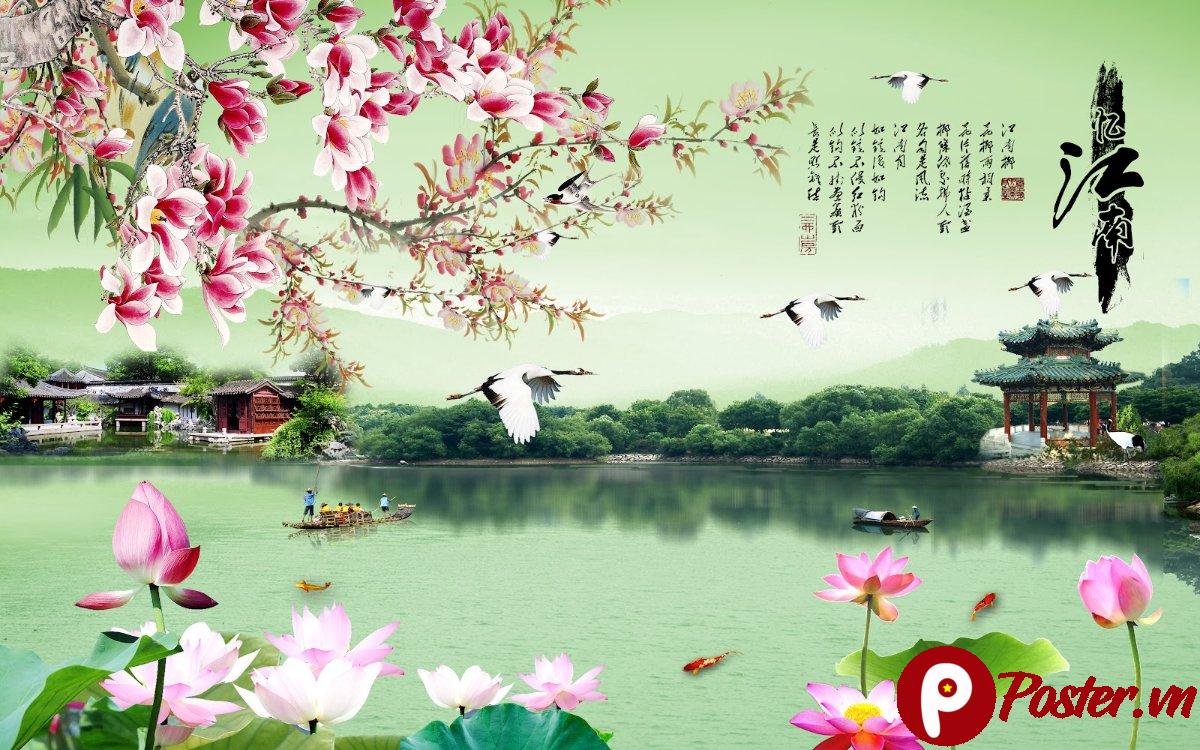 Tranh phong cảnh hồ sen