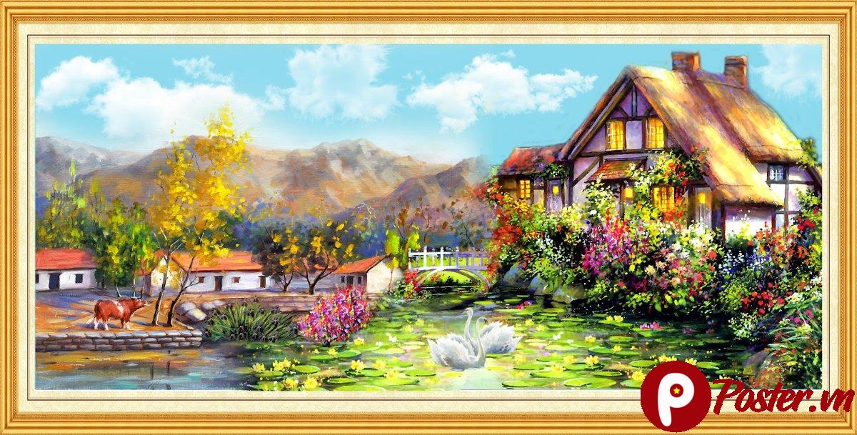 Tranh phong cảnh làng quê hữu tình