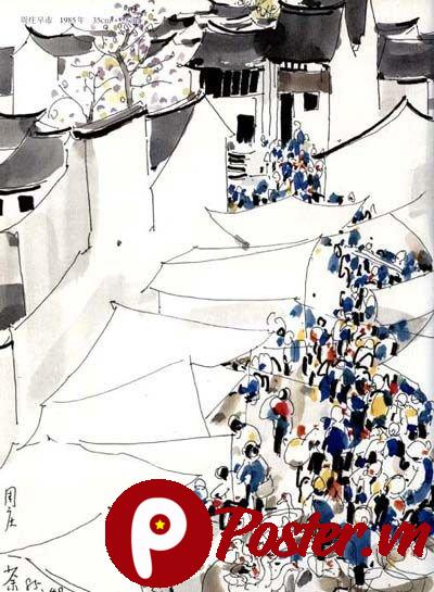 Tranh phong cảnh phố cổ