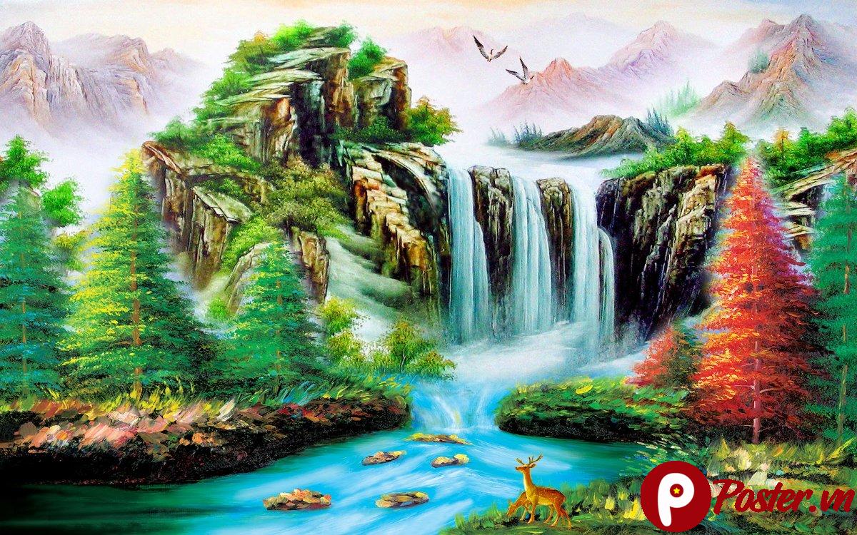 Tranh phong cảnh thác nước