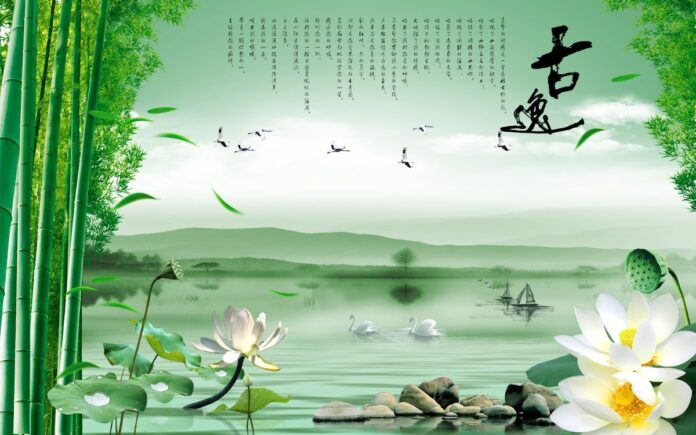 Tranh phong cảnh thủy mặc thanh bình