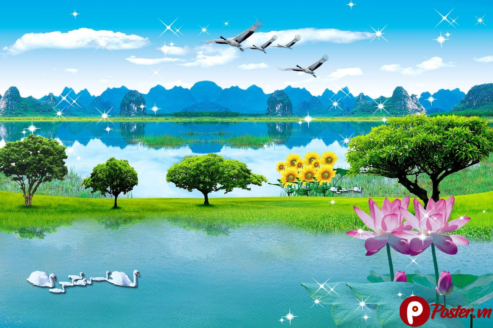 Tranh Sơn Thủy Thiên Nhiên Đẹp Siêu Nét - 1PEsnDKvsZegeRyfxS0Jhy8yllYYi0kF9