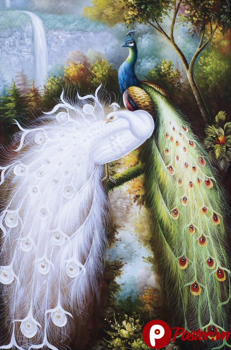 Tranh thư pháp công trắng