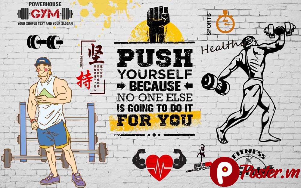 Tranh trang trí phòng gym vector
