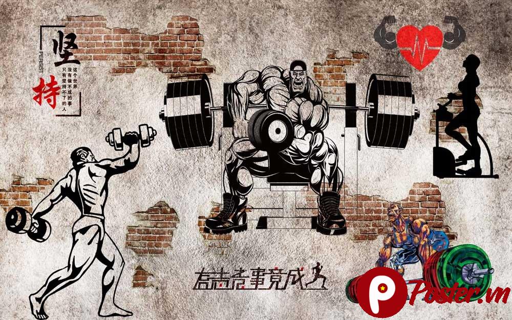 Tranh trang trí phòng gym vector