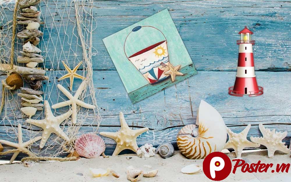 Tranh trang trí quán cafe phong cách biển
