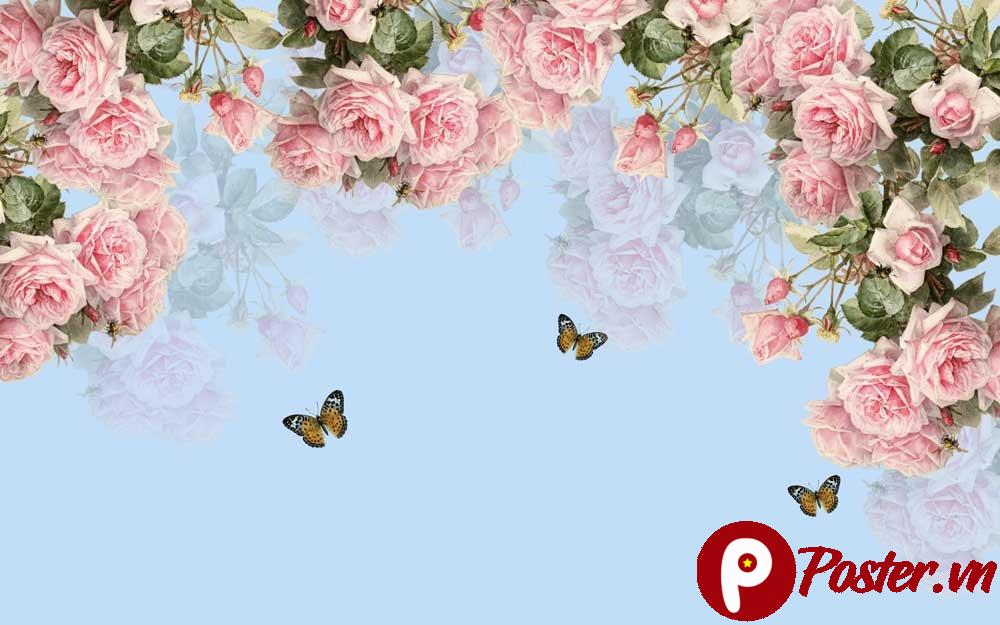 Tranh trang trí quán cafe hoa hồng
