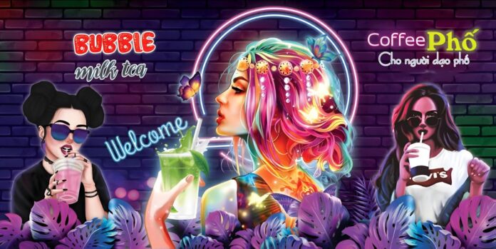 Tranh trang trí quán cafe trà sữa