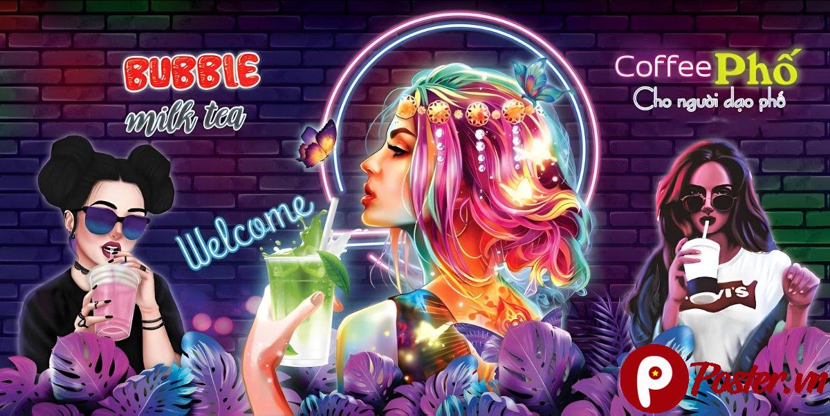 Tranh trang trí quán cafe trà sữa