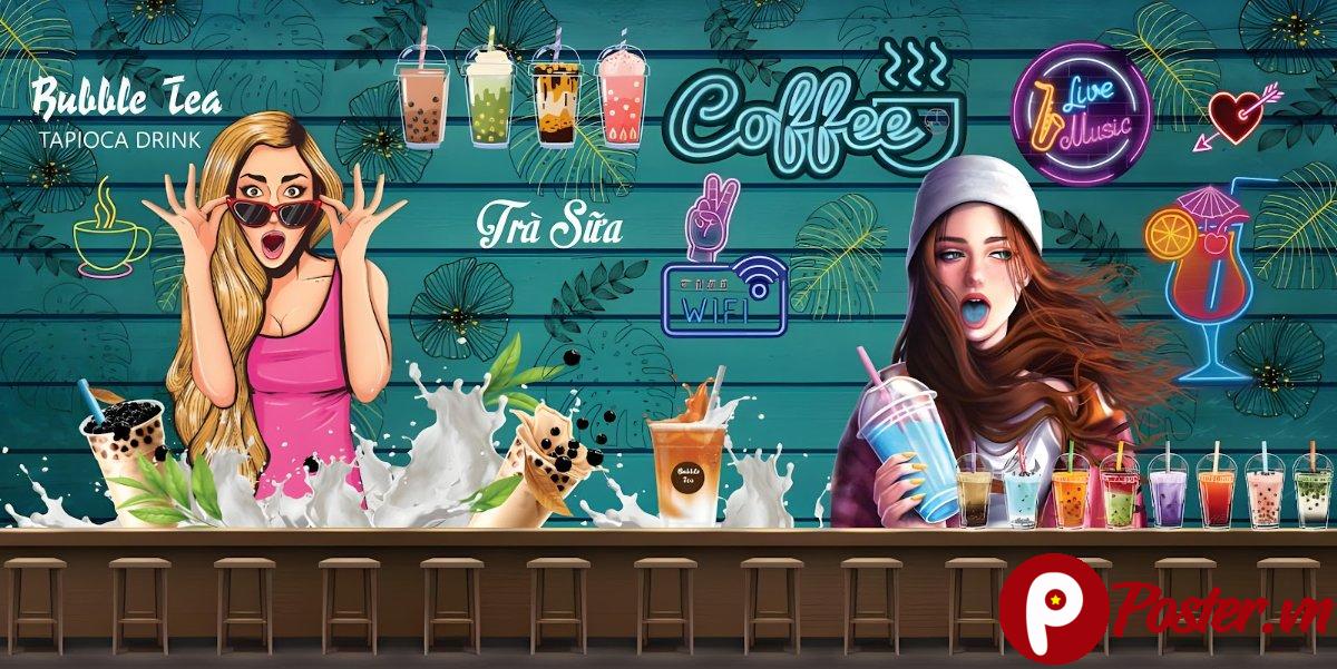 Tranh trang trí quán cafe trà sữa