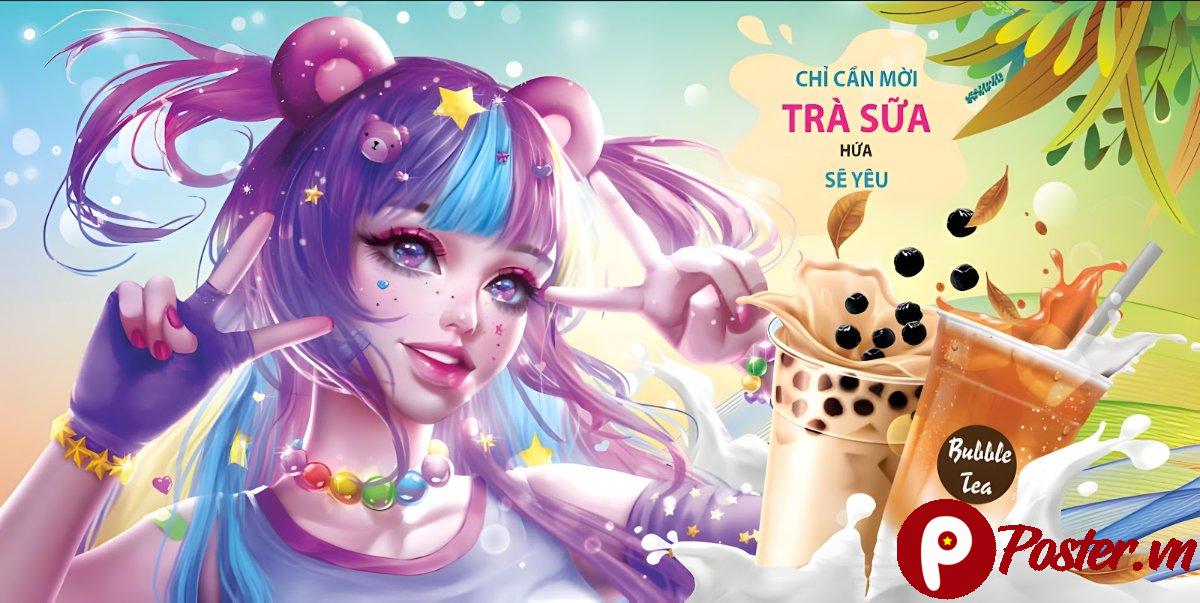 Tranh trang trí quán trà sữa