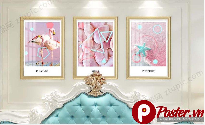 Tranh treo tường hồng hạc hiện đại