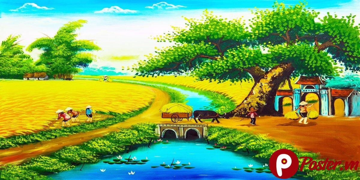 Tranh treo tường phong cảnh làng quê