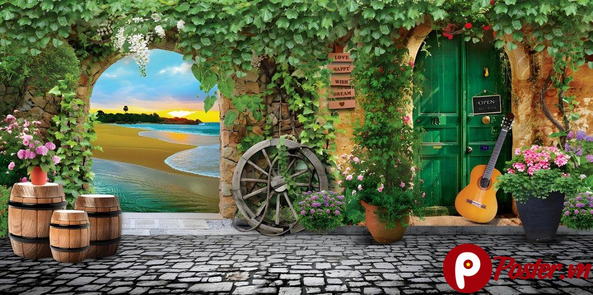 Tranh tường 3D phong cảnh biển