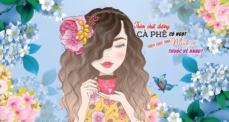 Tranh tường nữ uống cà phê