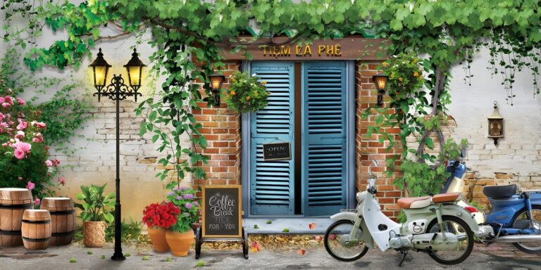 Tranh tường quán cà phê cổ điển