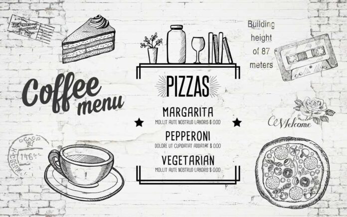 Tranh tường quán cafe thực đơn