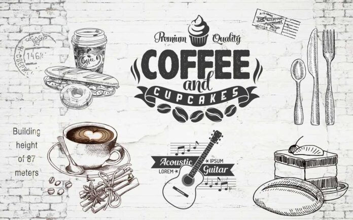 Tranh tường quán cafe vector