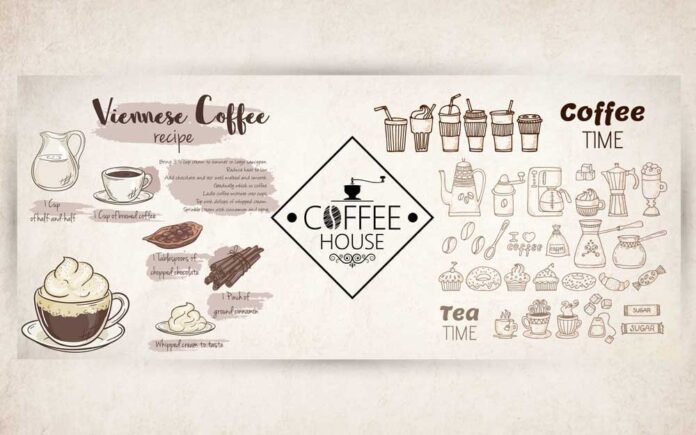Tranh tường quán cafe vector