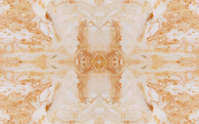 Mẫu tranh vân đá cẩm thạch đối xứng bookmatch màu vàng kem sang trọng