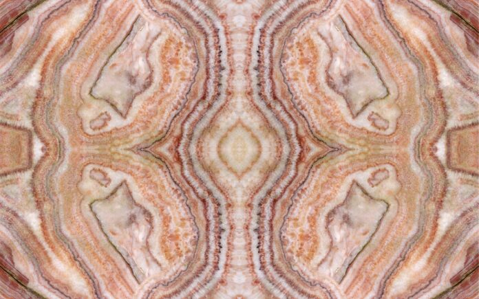 Mẫu tranh vân đá đối xứng tông màu cam đào kem nâu sang trọng