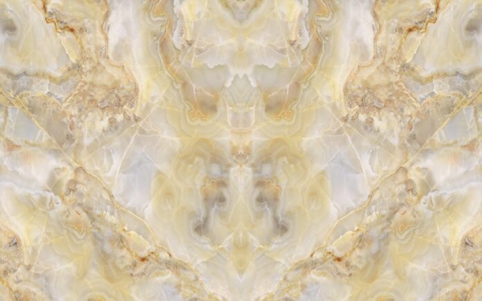 Mẫu tranh vân đá marble hoa văn đối xứng màu vàng kim sang trọng