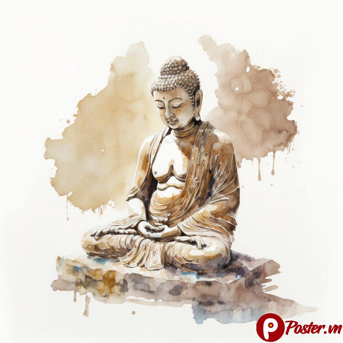 Tượng Phật thủy mặc vector