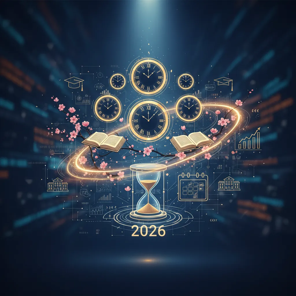 Lịch tuyển sinh 2026 với các mốc thời gian quan trọng sau Tết Nguyên Đán, bao gồm đăng ký thi THPT, thi THPT, xét tuyển đại học, công bố điểm chuẩn và nhập học.