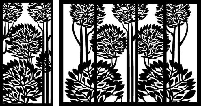 Vách cây phòng khách CNC