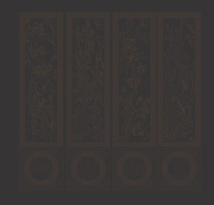 Vách ngăn CNC Tứ Quý Tùng Trúc Cúc Mai