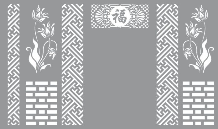 Vách phong thờ vector họa tiết truyền thống