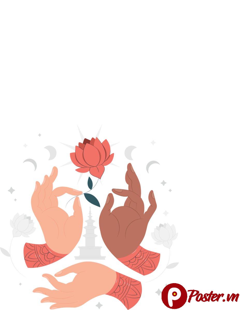Vector bàn tay Phật giáo hoa sen