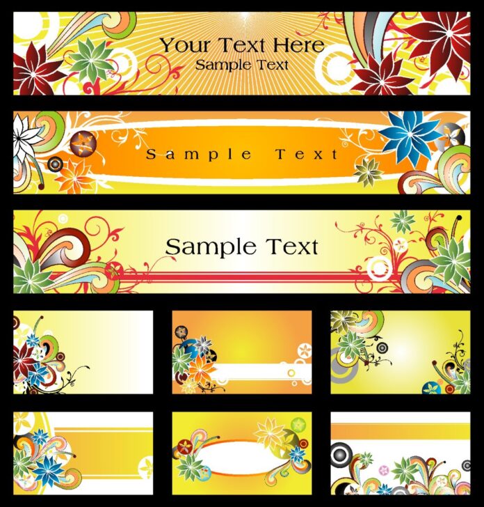 Vector banner hoa văn đa sắc