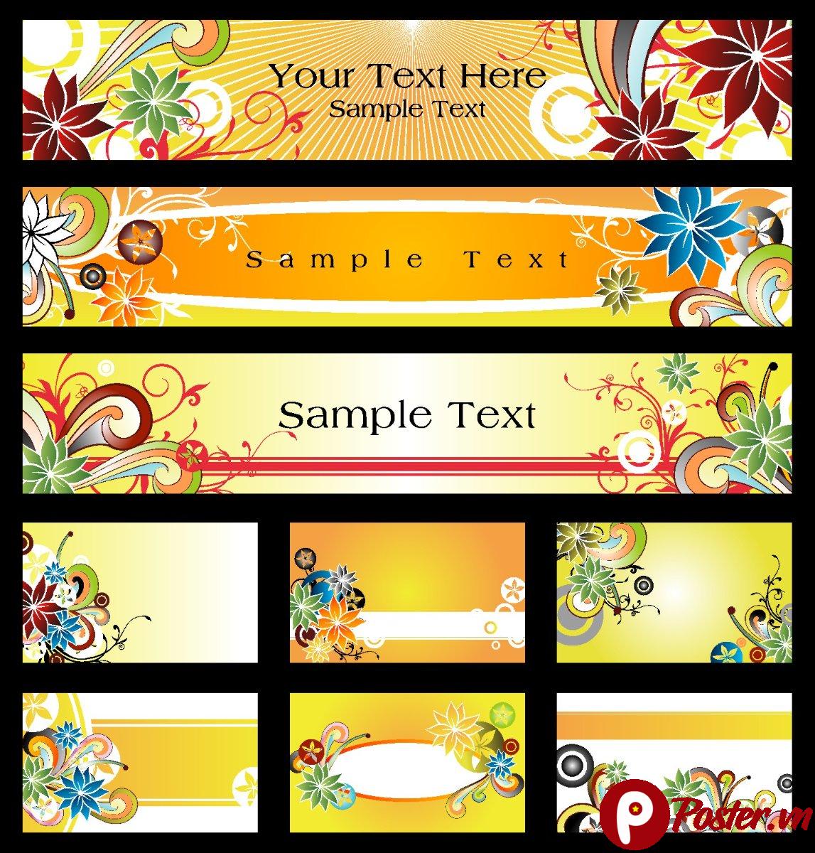 Vector banner hoa văn đa sắc