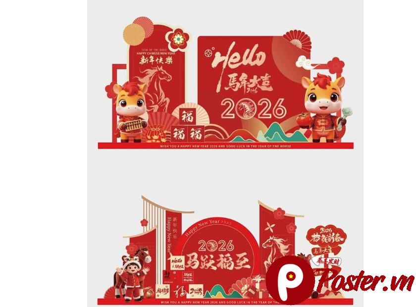 Vector banner Tết 2026 Ất Tỵ