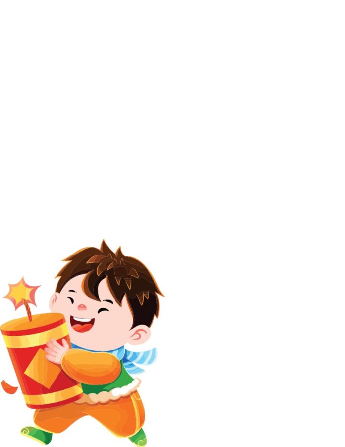 Vector bé trai Tết vui nhộn