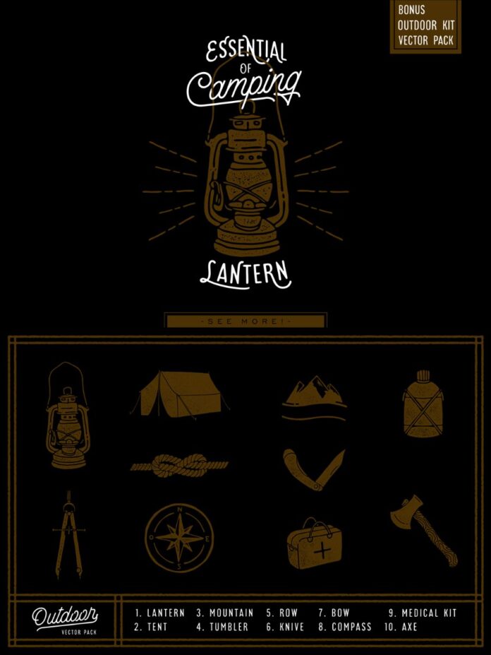 Vector cắm trại thám hiểm