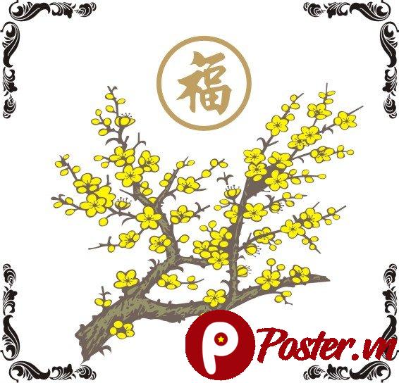 Vector cành mai vàng Tết