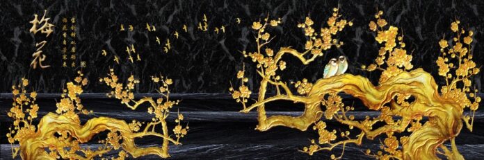 Vector cành mai vàng nền đen sang trọng