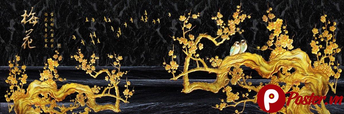 Vector cành mai vàng nền đen sang trọng