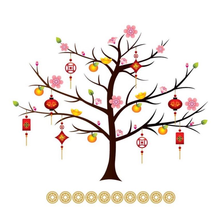 Vector cây hoa mai Tết