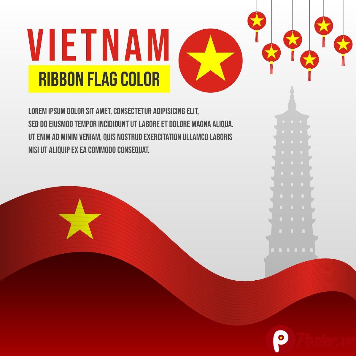 Vector cờ Việt Nam chùa Bái Đính