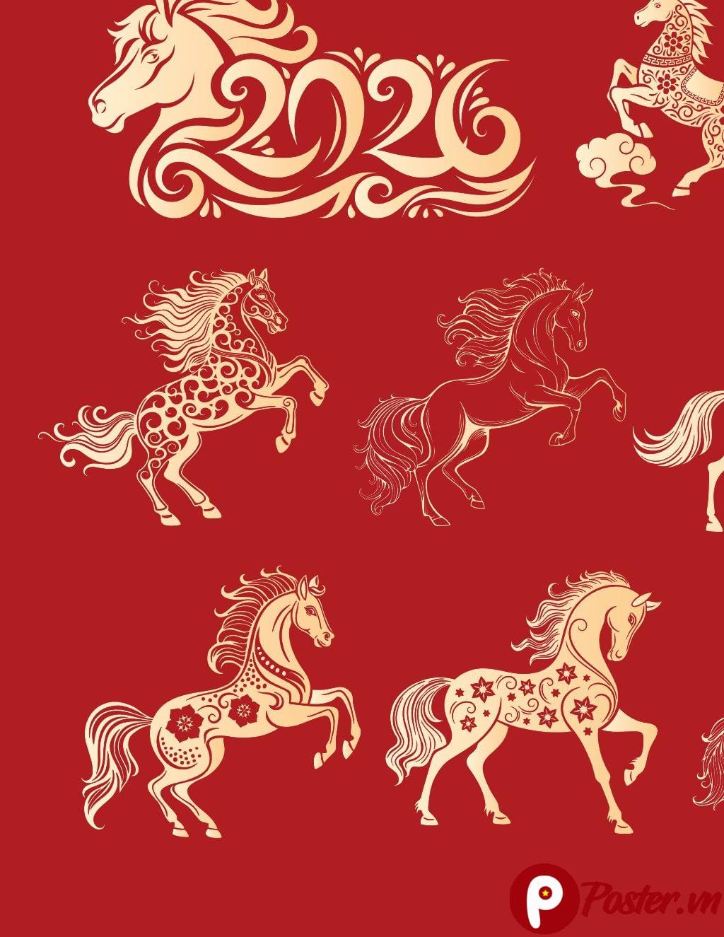 Vector Con Ngựa Đỏ Vàng Trang Trí Tết - 1XisQmf723Es0BbstmiIeOAs2ygUTA6_h