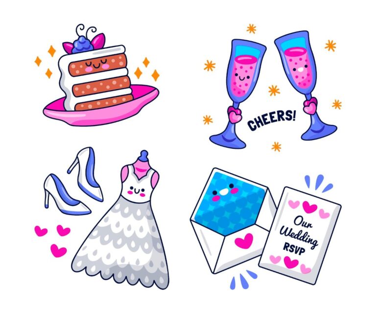 Vector cưới hoạt hình đáng yêu