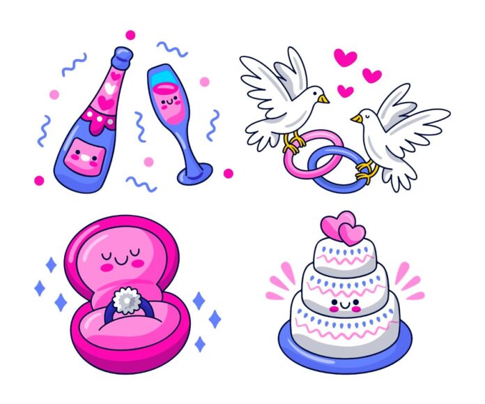 Vector cưới hoạt hình dễ thương