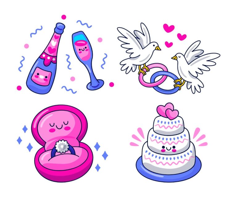 Vector cưới hoạt hình dễ thương