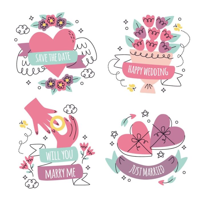 Vector cưới hỏi dễ thương