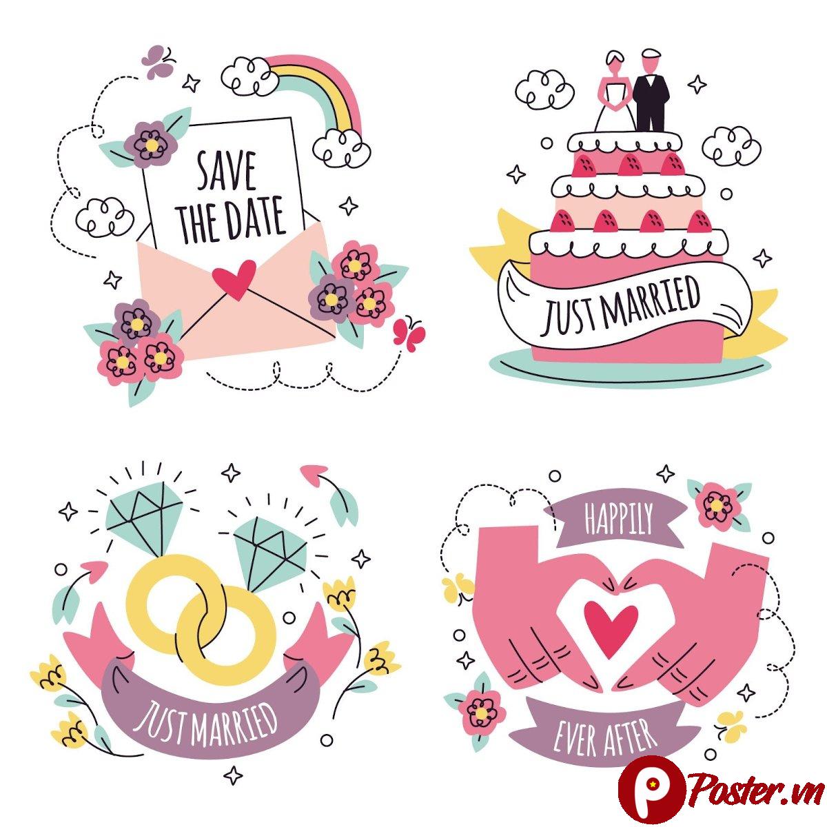 Vector đám cưới dễ thương