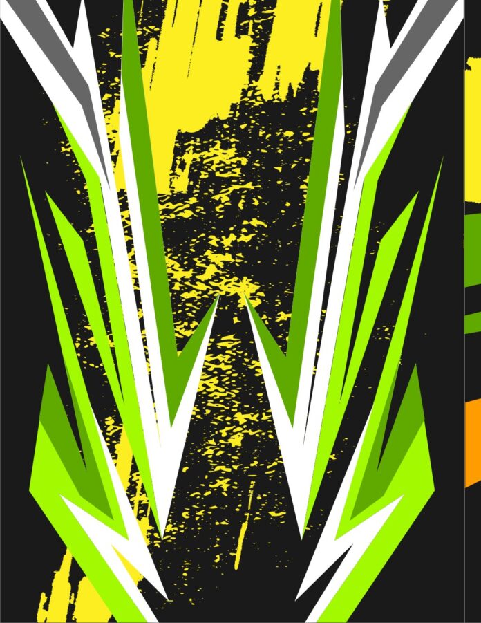 Mẫu vector decal xe đua phong cách hiện đại màu xanh neon rực rỡ