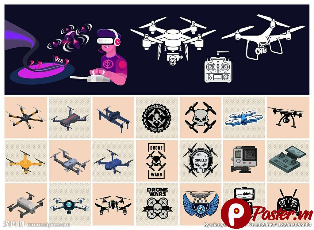 Vector Drone Flycam Đồ Họa